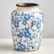 Keramikvase Blau und Weiß für Pampasgras Deko, Chinoiserie Vasen, Blumenvase für Haus, Wohnzimmer, Bücherregal, Tisch Centerpieces