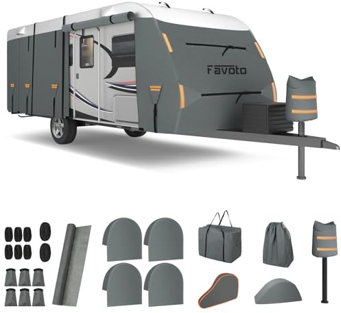 Favoto Copertura Camper Impermeabile Esterno - Telo Protettivo Per Roulotte Copri Veicolo Ricreativo 420D Oxford Tessuto Non Tessuto Traspirante Antivento Antipolvere UV 550x250x220cm