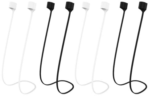 FIMWOLZ 4 Pcs Correa para Auricularesde Silicona Flexible Ideal para Colgar los Auriculares alrededor del Cuello Negro Blanco