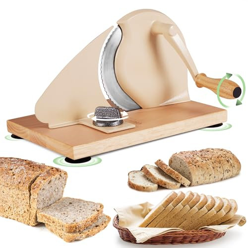 Trancheuse à pain manuelle polyvalente à manivelle - Trancheuse à pain rotative manuelle en acier inoxydable pour beurre, chocolat, saucisse, etc. Largeur réglable de 1,9 cm pour un usage domestique