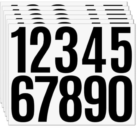 SGERUFZ 60 pièces Autocollants de numéro de boîte aux Lettres, Autocollants de numéros Auto-adhésifs de 4 Pouces Noirs numéros de Porte imperméables à Coller sur Les numéros de boîte aux Lettres col