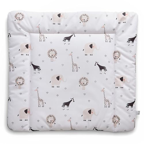 Premium Wickelauflage 77x75 cm | Wickelunterlage für Wickelkommode Malm Hemnes Nordli | Oeko Tex®100 | Abwaschbar, wasserabweisend | Ohne Weichmacher | Safari Tiere