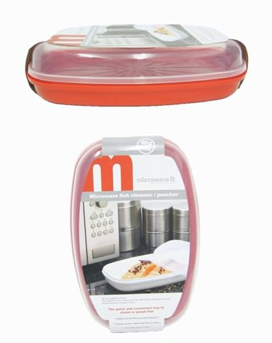 Home fittings ® Microwave Fish and Vegetable Steamer, 27cm, Red, Plastic