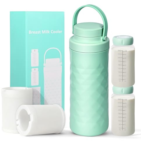 22oz Breast Milk Cooler, Portable Larger Capacity Travel Breastmilk Chiller for Outdoor, 360° Rapid Cool Baby Bottle Maker for 24hours, Baby Bottles for Breastmilk Storage, Breastfeeding Essential