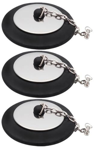 Homoyoyo 3pcs Rubber Sink Stopper with Chain Leak-Proof Bathroom and Bathtub Drain Plug for 5cm Drains Sturdy Tub Plug Accessories for Kitchen