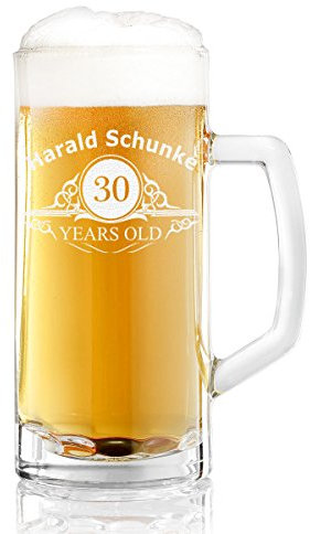 polar-effekt Jarra de cerveza personalizada con grabado, vaso de cerveza con nombre y número de año, 500 ml, idea de regalo para cumpleaños, regalos de cerveza para hombres, indicación de edad