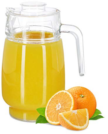 Relaxdays 10023432, transparent Carafe avec couvercle, cruche 1,5 litre, pichet en verre, jus, thé glacé, avec anse