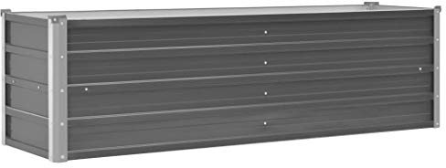 Festnight Gartenpflanzen Hochbeet Gartenbeet Verzinkter Stahl Frühbeet | Pflanzkasten für Garten Blumen Gemüse 160 x 40 x 45 cm Grau