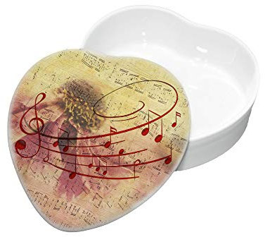 CreaTu Caja de porcelana con corazón – partitura – personalizada, fabricada en Italia