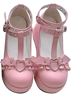 Scarpe Mary Jane da donna con plateau, tacco basso, in pelle verniciata, stile lolita/gotico, voluminose, da abbinare a un vestito, Stile 2, 37 EU