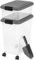 Bedding Home 50L (13.5L + 37L) 3 Piece Stackable Airtight Dog Food Storage Container | Flip Top Lid Pet Food Storage Container | Plastic Scoop Cat Treat Dispenser For Dogs, Cat (Grey)