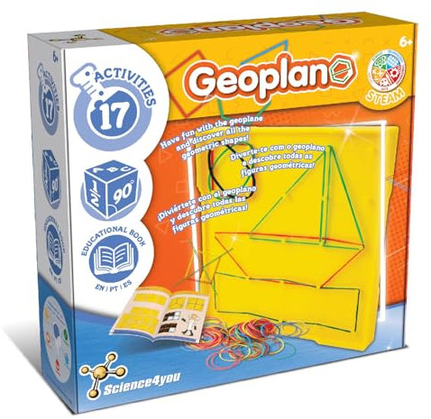 Science4you Geoboard with Rubber Bands - Montessori Educational Toy with 17 Activities for Kids - Ideal Geometry Kit with Geometric Shapes and Maths Games - School Toy for Kids Ages 6 7 8 9 10+
