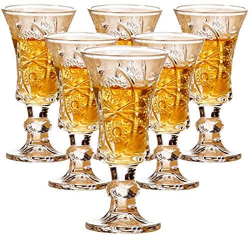 JAIEF Runde 45 ml Schnapsgläser, bleifreies Glas, klares Schnapsglas mit schwerem Boden (6)