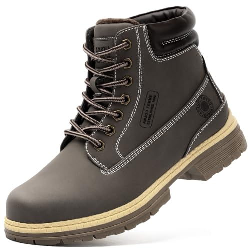 ANJOUFEMME Combat Work Hiking Boots for Women - Ladies Casual Waterproof Outdoor Boots, Walking Hiking Shoes, Backpacking Boots FNW2018-BROWN-8.5