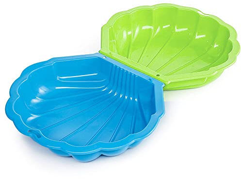 URBN-TOYS Bac à sable en plastique en forme de coquillage pour jardin, piscine (bleu et vert)