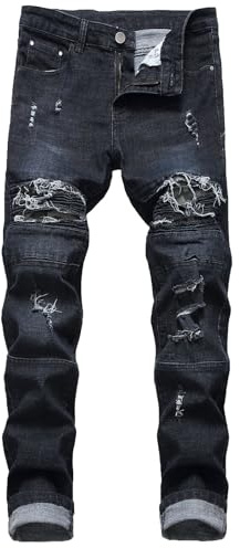 Pantalon Chino Hommes Slim Fit Classique Et Élégant Straight Fit Jeans Denim Taille Haute Pantalons De Sport Jeans Trou Cassé Jeans Homme Taille Elastique