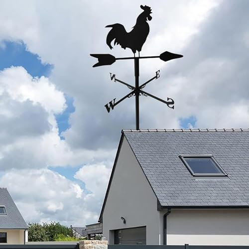 ATLION Girouette Coq pour Hangars Fer Maison Ferme Indicateur Direction du Vent Toits Cour Girouette ExtéRieure DéCoration Jardin Girouette RéTro pour Patio(A)