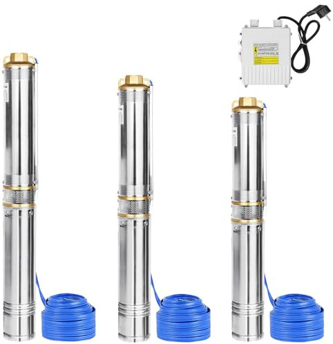 FIVMEN Pompe de puits profond, 230 V, Ø 92 mm, en acier inoxydable, avec débit de 1,1 kW 4000 l/h, pompe à pression submersible pour boîtier de puits