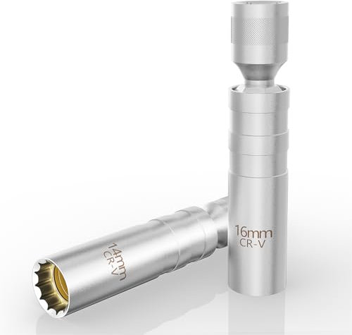 YUNPYCHY Zündkerzenschlüssel 14mm und 16mm, 2 Stück Magnet Universal Flexibel Zündkerzenschlüssel, Zündkerzenstecker für die Autoreparatur