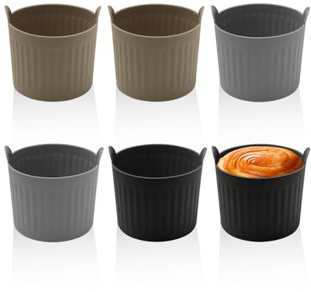 ZBHDEYG Vasos de bandeja de 6 piezas, vasos para magdalenas, vasos de silicona para tartas, freidora de aire caliente, moldes para huevos de agua, herramientas para hornear freidoras de aire caliente