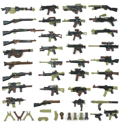 Military Weapons Building Blocks Set, Pistol & Gun Toy for SWAT Soldier Figures Bricks, Army War Pack Compatible with Major Brands
