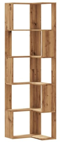 vidaXL Bibliothèque d'angle 5 Niveaux chêne Artisanal Bois ingénierie, étagère à Livres d'angle, vitrine d'angle, Armoire d'angle