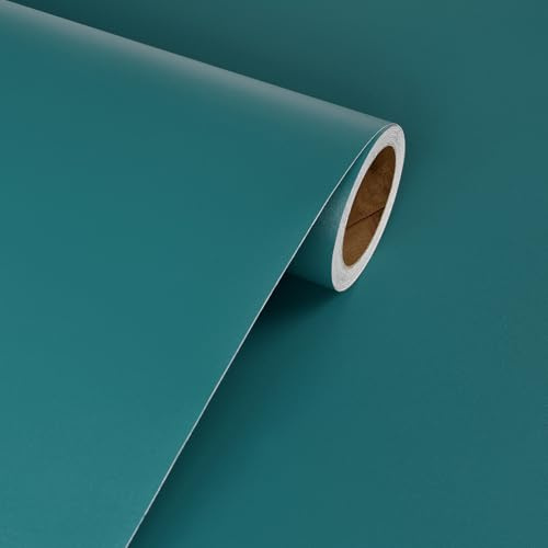Livelynine Carta Adesiva per Mobili Blu Pavone Pellicola Adesiva per Mobili Cucina Lavabile Carta da Parati Adesivo Muro Bagno Camera da Letto Tinta Unita Rivestimento Adesivo Mobilis Turchese 40CMx2M