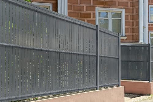 CASANOOV Kit Occultation en Lattes PVC Gris CINTO – 800 x 150 cm de 136 lames Rouleau Brise-Vue pour Grillage 55 min Rigide – Protection Intimité Jardin, Terrasse & Extérieur – Installation Facile