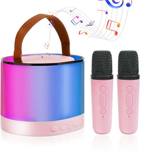 Karaoke Spielzeug für Kinder mit 2 Mikrofonen, tragbare Karaoke-Maschine mit LED-Licht und Sprachveränderungseffekten, Geschenke für Alter 3-18 Kinder, Jungen, Mädchen,ROAS