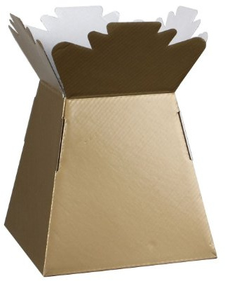 Hand-Tied Vase Florist Bouquet Boxes | Aqua Presentation & Transporter Boxes | Pack of 10 | Durable Flower & Plant Packaging | Glossy Gold