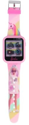 Accutime Barbie Smartwatch per bambini Smartwatch per bambini con fotocamera selfie, foto e video, cronometro, 6 giochi, 3 sfondi, 10 quadranti, registratore, fitness tracker, orologio, sveglia, rosa