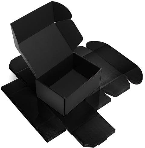 RLAVBL Scatola Cartone, Scatola per Spedizione,22.86x15.24x10.16cm, Scatola di Cartone Ondulate per Trasloco e Imballagio 6 Pezzi, Nera