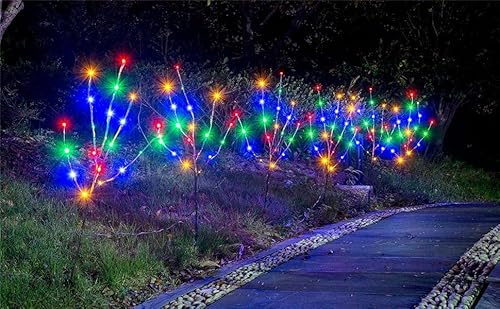 Eambrite 3er Set Lichterzweige mit 60 Bunten LEDs, Beleuchtete Braune Zweige mit Erdspießen, Weihnachtsdeko für Zuhause Garten Wege Terrasse Innen Außen 76 CM