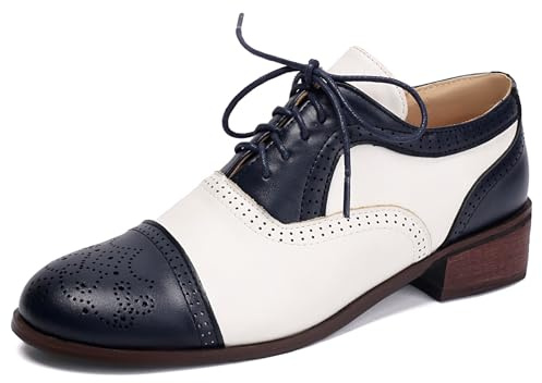Gicoiz Brogue Oxford Derby Femme Bout Rond Lacets Travail Pumps