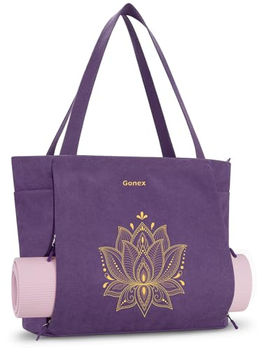 Gonex Sac de Yoga en Toile avec Poches Multiples, Sac de Sport pour Femme et Homme, Transport Tapis de Yoga, Idéal pour Pilates, Voyage, Entraînement