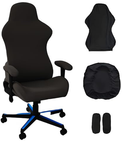 kaiyaya 4pcs Funda Silla Gaming, Gaming Elastica Funda Oficina Gamer Silla Ordenador Lavable y ExtraíBle Protectora Universal Antideslizante para Oficina, Juegos, de Ordenadoo