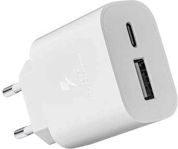 USB C Ladegerät, 25W 2-Port USB-A und USB-C Adapter Schnellladegerät Netzteil für Apple iPhone 17/16/16e/16 Pro/15/16/ Pro Max/16 Plus/15 Plus/14 13 12 11 SE XS XR, iPad, Stecker Mehrfach Charger