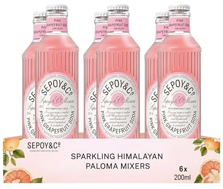 Sepoy's Light Pink Grapefruit Soda - Premium Paloma Mixer for Tequila, Gin & Vodka | 5% Real Fruit Juice, 30% Less Sugar | 200ml x 6 Pack