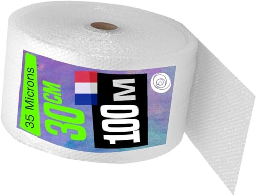 PAPIER BULLE 30CM X 100M Rouleau de papier bulle Idéal pour l'emballage, déménagement, protection, Expédition Colis,FABRIQUÉ EN FRANCE