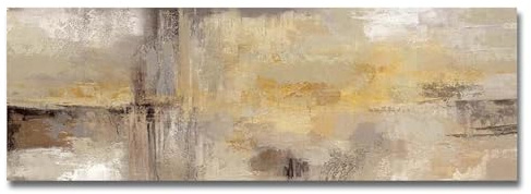 18meng Art Cuadro de lienzo abstracto 150x50 cm Marrón y amarillo, lienzo de 1 pieza, impresión artística moderna, decoración de pared XXL para salón y dormitorio, cuadros de lienzo sin marco