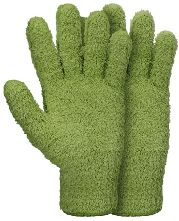 Abeillo Microfiber Gloves for Plants Dusting Cleaning, Reusable Washable Cleaning Gloves Mittens House Cars Blinds Dusting(Leaf Green)
