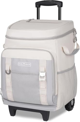 Sac isotherme à roulettes 50 L/80 canettes - Grand sac isotherme pliable et imperméable - Pour la plage, le camping, le pique-nique, le shopping