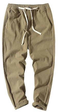 RYTEJFES Pantaloni Lino Uomo Pantalone Bermuda Leggeri Abbigliamento Larga Comodo Estivi Indumento Largo Curvy Comodi Leggero Larghi Lunghi Morbidi
