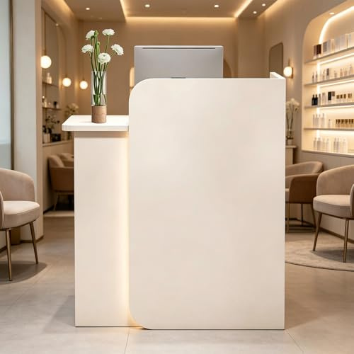 XYLDGPTL Comptoir de Réception avec tiroir verrouillable,Comptoir de Caisse avec LED,Moderne pour Salon de Coiffure, Bureau, Boutique(60X45X100CM)