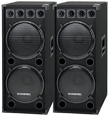McGrey 2X DJ-2522 2-Etagen DJ PA Lautsprecher Box 2X 38cm (15“) Subwoofer 1500W (Paar, Passiv, 2-Wege System, Holzgehäuse)