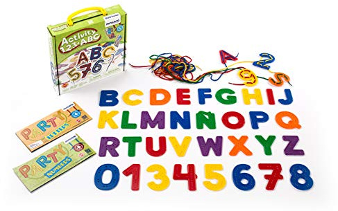 Activity 123 ABC trådspel med bokstäver och siffror, 27 bokstäver, 10 siffror, 10 snören, bunt-45307