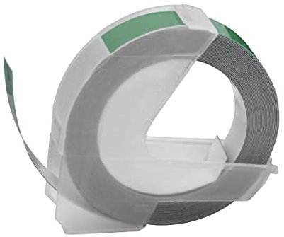 vhbw 1x 3D Prägeband-Schriftband-Kassette kompatibel mit Dymo 15447, 1535, 1540, 1550, 1570, 1575 Etiketten-Drucker 3m x 9mm Weiß auf Grün