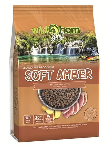 Wildborn Hundefutter getreidefrei Soft Amber 4 kg | Sensitives Soft Hundefutter mit 70% frischem Entenfleisch