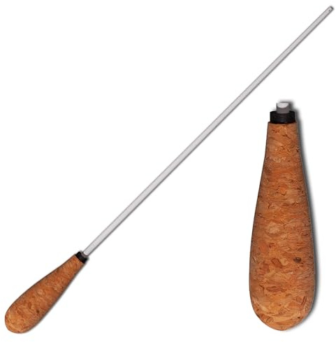 Montford Conductor's Baton - 12 Tapered Cork Handle. Secure Grip - Elegant White Lacquered Stick - Precision and Balance for Orchestra/Band Conductors - MFBC12T