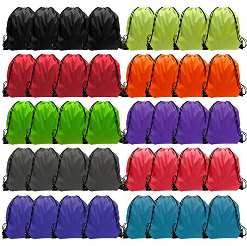 GoodtoU Drawstring Bags Bulk 40 Pack, Drawstring Backpack Cinch Bags for Kids & Adults, Lightweight Nylon String Backpacks for School Gym Travel Party Favors Goodie Bags Events Party Favors & Homeless